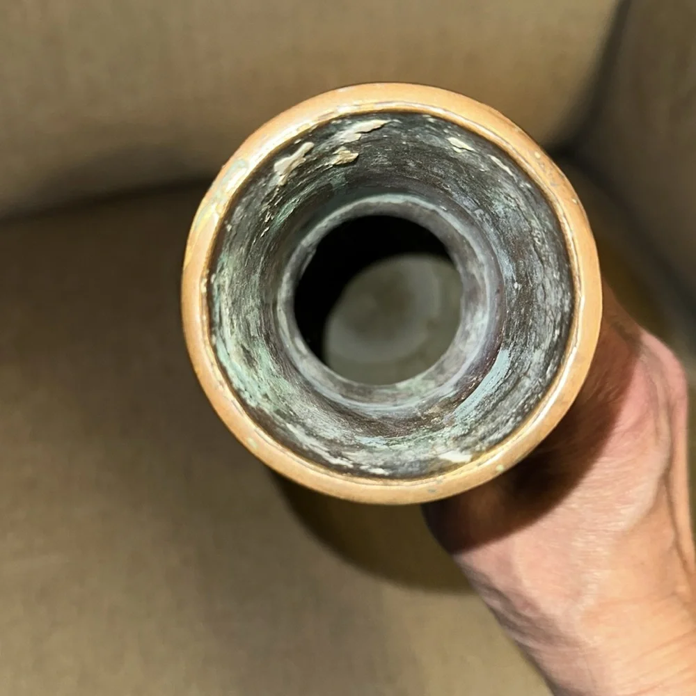 Handmade and Hammered Copper and Brass Vase 14”
